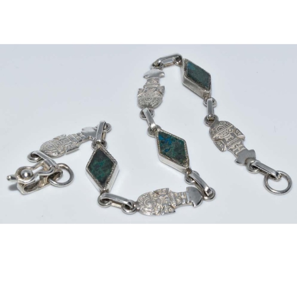 Vintage 950 Sterling Silver Aztec Bracelet